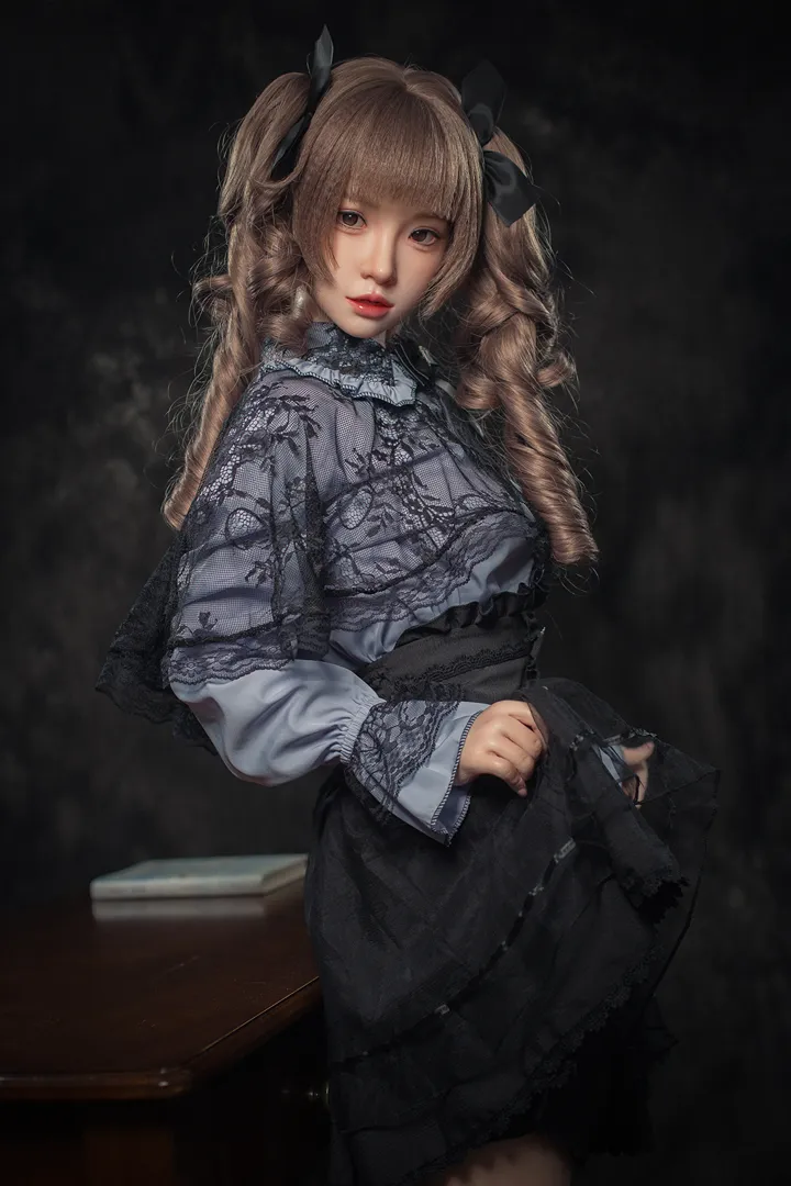 148cm (4ft10) B-Cup Gaya Gothic Lolita Silikon Anak Patung Seks Xiaorou, ROS Kepala #103B